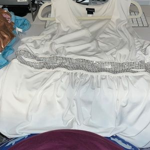Torrid white tank with sparkly embellishments size 3